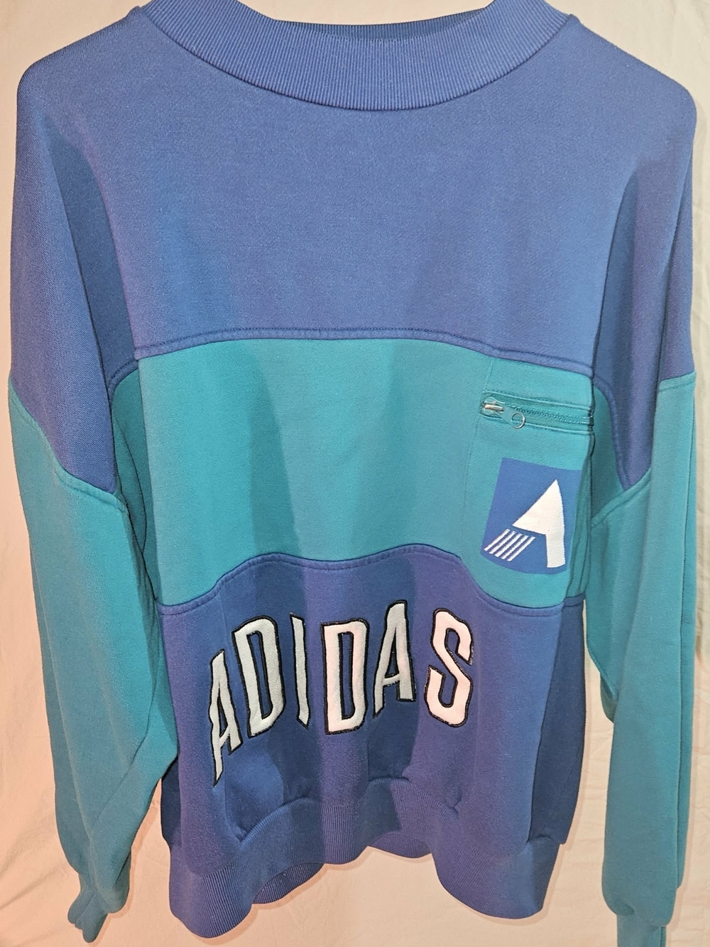 adidas Blue & Teal Colorblock Crewneck Sweatshirt